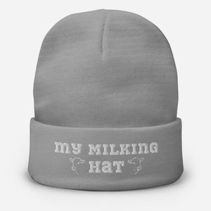Farmers Gift -Winter Warm, Embroidered Hat for Dairy Farmers 