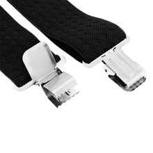 Load image into Gallery viewer, Mens  Braces: Adjustable Black Trouser Grips  | 50MM Grid Plain Design | Elastic Stretch Band Suspenders