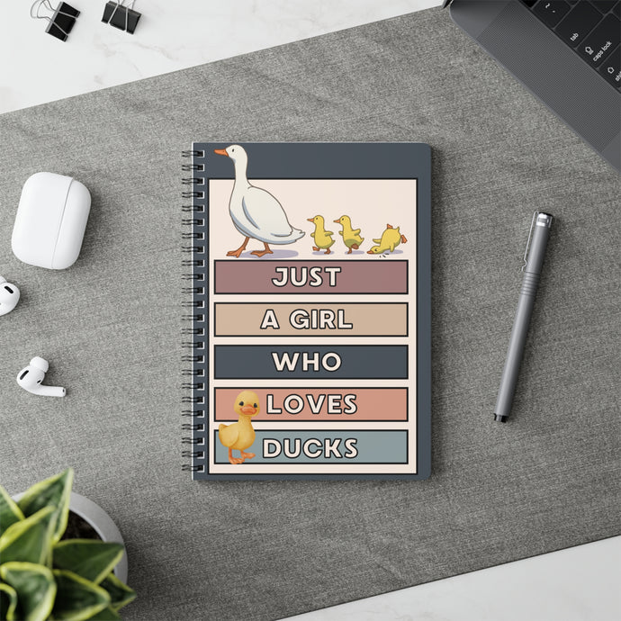 Just A Girl Who Loves Ducks - Wirebound  Softcover Notebook, A5