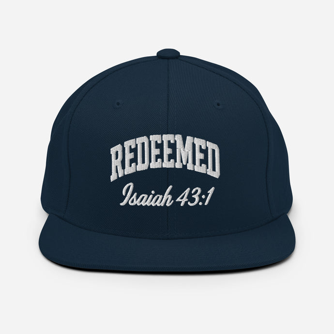 Christian Snapback Hat Redeemed Isaiah 43:1 Embroidered Cap 
