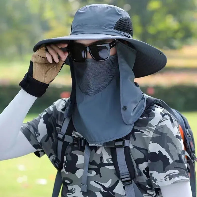 Sun hat with face cover shop