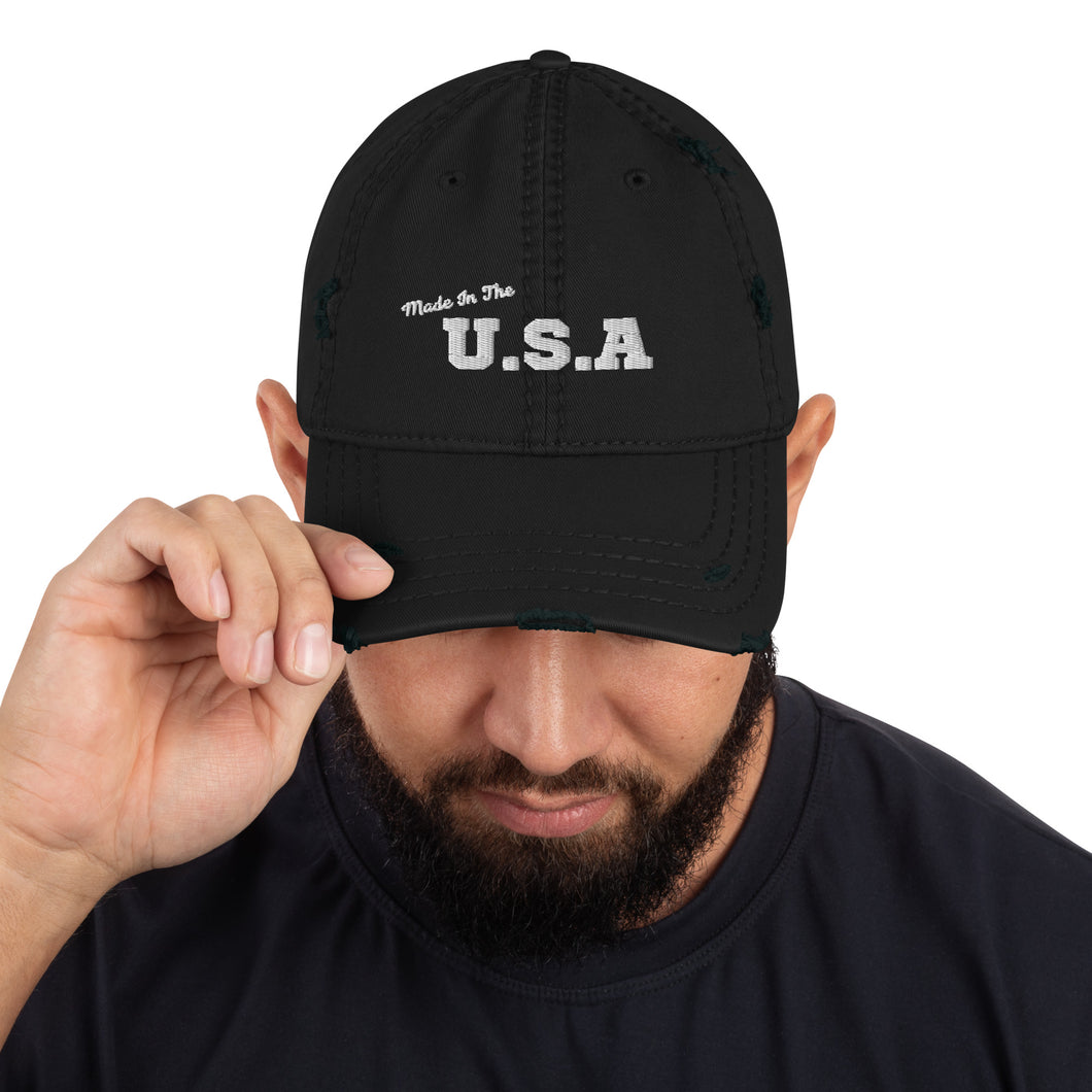 Made In The USA- Distressed  Dad Hat 
