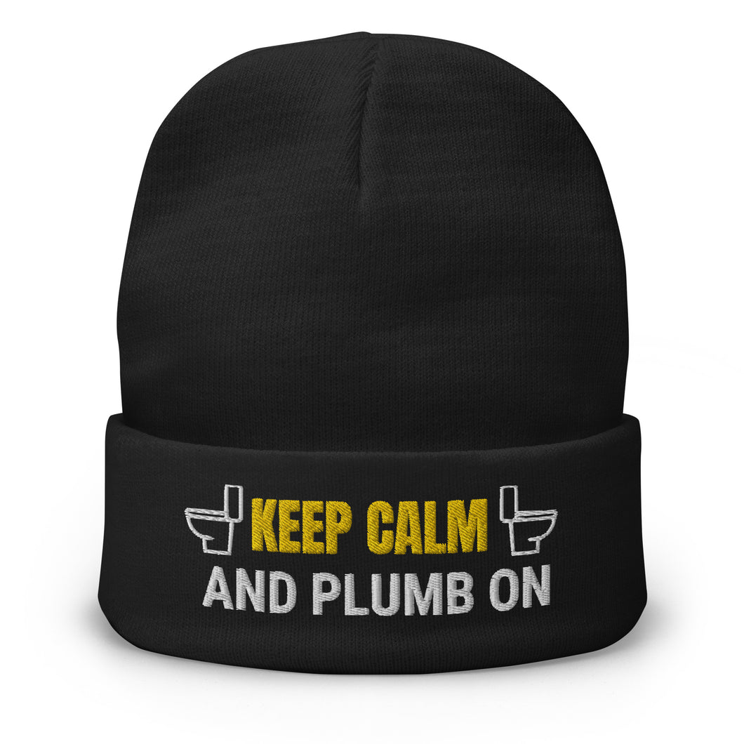 Plumbers  Beanie Hat   - Keep Calm And Plumb On - Tradesmen Gift 