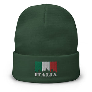 Italian Flag Embroidered Beanie - j and p hats