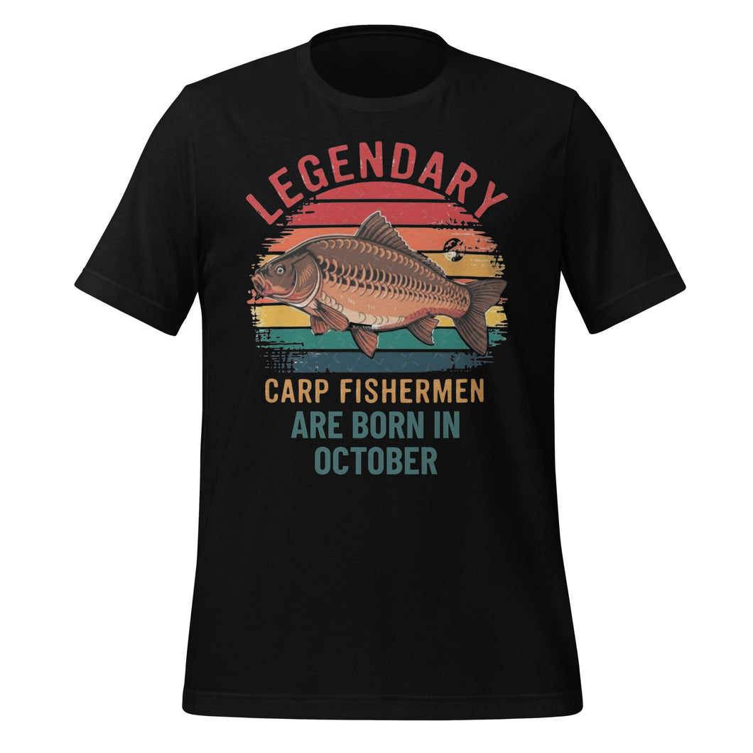 Black Carp t-shirt with carp fish graphic and text on a white background