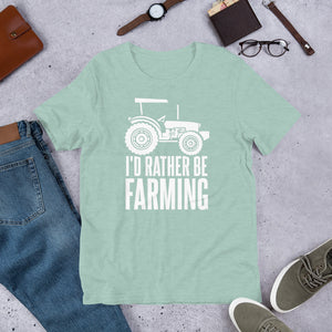 Gift for farmers - Id rather be farming printed funny t shirt 