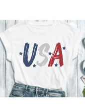 Load image into Gallery viewer, U S A  4th July America Americana American Pride Unisex Round neck T-Shirt  - j and p hats 