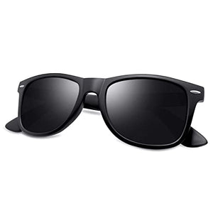 KANASTAL Black Sunglasses Mens Polarised Sunglasses Womens Shades Retro Classic UV Protection Sunglasses for Women Driving Cycling Golf Fishing Running Sailing ( Matte Black )