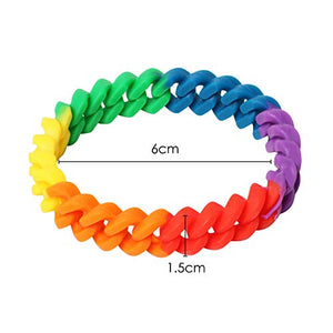TRIXES Braided Silicone Rainbow Bracelet - Accessory for Gay Pride LGBT Festival events - Friendship Bracelet for Men or Women - Water Resistant Plaited Multicoloured Wristband
