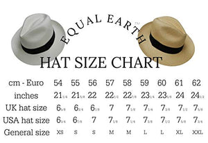 Equal Earth New Genuine Panama Hat Rolling Folding Quality with Travel Tube - Natural (61cm)