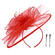 Load image into Gallery viewer, Fascinators Hat Headband- Ladies Wedding Hat ( red ) | j and p hats