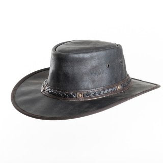Men’s Leather Hat - Crushable Leather Aussie Style rain Hat
