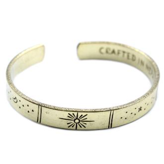 Brass Bracelet - Sunrise Galaxy, Stars, Earth inspirational Message - J and p hats Brass Bracelet - Sunrise Galaxy, Stars, Earth inspirational Message