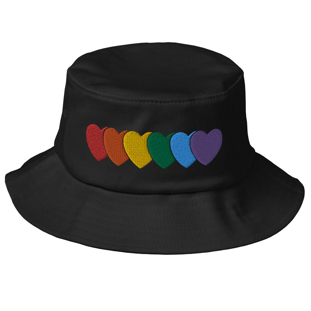 Gay Pride Love Heart  Bucket Hat ,old school bucket | j and p hats 