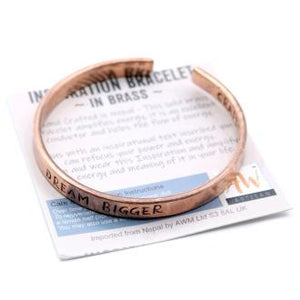 Copper Inspiration Bracelet - Message Dream Bigger - J and p hats Copper Inspiration Bracelet - Message Dream Bigger