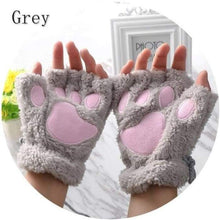 Load image into Gallery viewer, Girls Lovely Winter Warm Fingerless Gloves Fluffy Bear  / Cat  Paw Pattern-J and p hats -