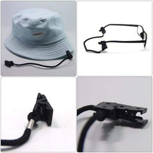 Load image into Gallery viewer, Hat Retainer Hat Leash Windy Clip Holder Black Nylon Strap with Plastic Windproof Clips pack of 3 - J and p hats Hat Retainer Hat Leash Windy Clip Holder Black Nylon Strap with Plastic Windproof Clips pack of 3
