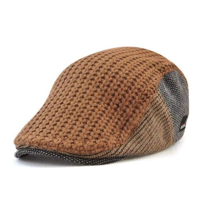 Jamont Knitted Style Duck Bill Flat Caps 2 Tone Colour Pattern-J and p hats -