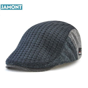 Jamont Knitted Style Duck Bill Flat Caps 2 Tone Colour Pattern-J and p hats -