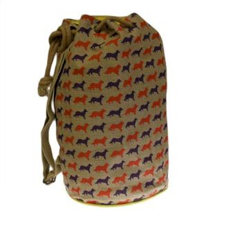 Jute Duffle Bag - Fox Pattern - J and p hats Jute Duffle Bag - Fox Pattern