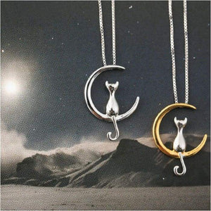 Lovely Cat Moon Necklace The Perfect Present  For A Cat Lover-J and p hats -