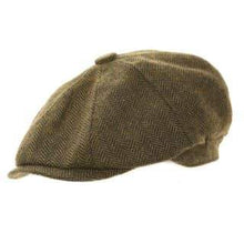 Load image into Gallery viewer, Men&#39;s 8 Panel Peaky Blinder Style Cap In Grey And Brown - J and p hats Men&#39;s 8 Panel Peaky Blinder Style Cap In Grey And Brown