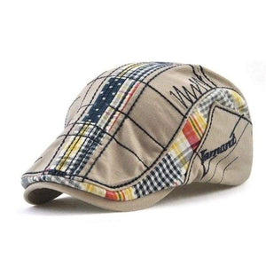 Men's multi checked duck bill style caps-J and p hats -