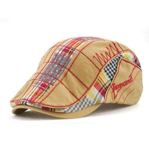 Men's multi checked duck bill style caps-J and p hats -