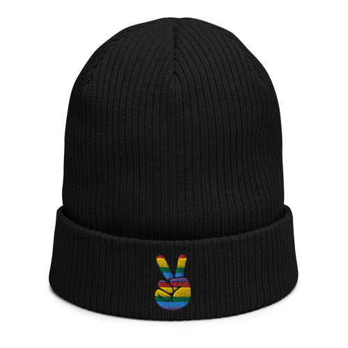 Peace Sign Gay Pride Beanie | j and p hats 