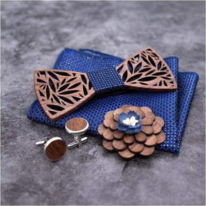 Paisley Wooden Bow Tie Handkerchief Set in A Presentation Box - J and p hats Paisley Wooden Bow Tie Handkerchief Set in A Presentation Box