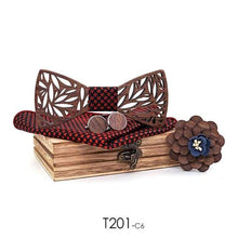 Load image into Gallery viewer, Paisley Wooden Bow Tie Handkerchief Set in A Presentation Box - J and p hats Paisley Wooden Bow Tie Handkerchief Set in A Presentation Box