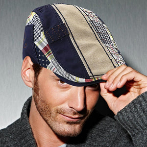 Flat Cap for Men - mens Patchwork Flat Cap