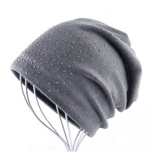 Rhinestone long Beanie Hats For Women choice Solid Colors-J and p hats -