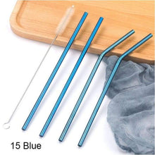 Load image into Gallery viewer, Save Plastic With These Colourful Stainless Steel Straws Reusable Straight or Bent With Cleaner Brush - J and p hats Save Plastic With These Colourful Stainless Steel Straws Reusable Straight or Bent With Cleaner Brush