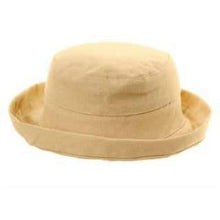 Load image into Gallery viewer, Small Heads Ladies  sun hat linen  upturn brim elasticated fit-J and p hats -