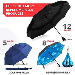 Umbrella Windproof Repel Double Vented Travel Umbrella with Teflon Coating (Black) - J and p hats Umbrella Windproof Repel Double Vented Travel Umbrella with Teflon Coating (Black)