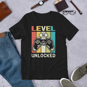 16th Birthday T Shirt, Level 16 Unlocked | j and p hats 