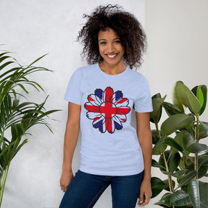 Union Jack t-shirt flower pattern, custom ladies t-shirt | j and p hats
