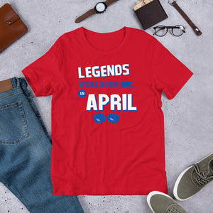 Birthday t shirt- legends were born in April - j and p hats 