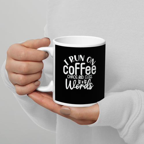 i run on coffee and cuss words Mug | j and p hats 