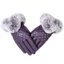 Load image into Gallery viewer, Women Warm Thick Winter quilted  Gloves With faux Rabbit Fur trim choice of colours-J and p hats -