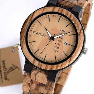 Wooden Mens Wristwatch Show Date and WeekTimepieces  Come in a gift box-J and p hats -