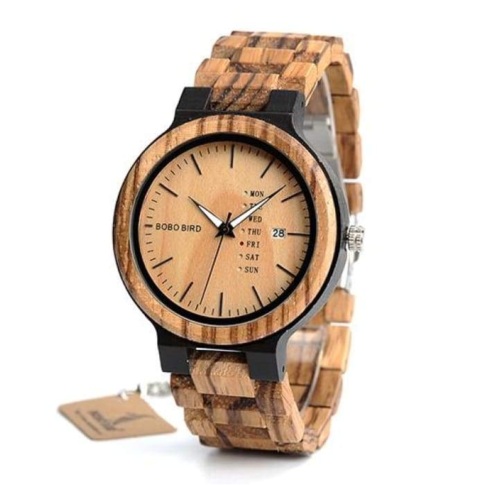 Wooden Mens Wristwatch Show Date and WeekTimepieces  Come in a gift box-J and p hats -